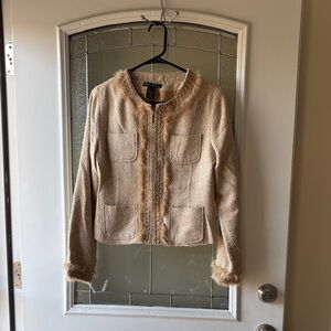 Anne Carson Tan Teddy Jacket with Faux Fur